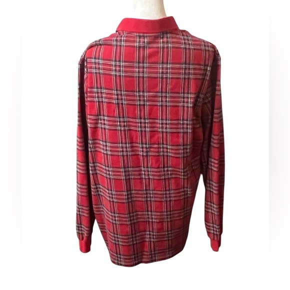 Lands' End Men's Shirt in Red Multicolored Plaid Long Sleeves Size Large - Picture 2 of 4